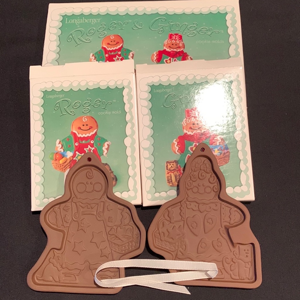 Longaberger 2000 Roger and Ginger Cookie Molds w/Boxes. NEW